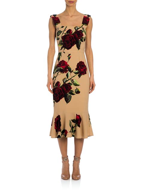 dolce gabbana rose print long dress|dolce gabbana floral dress sale.